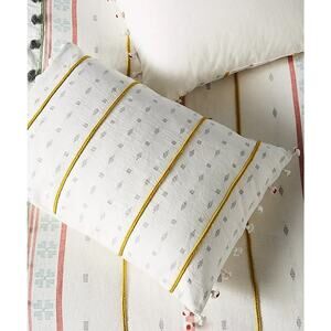 Anthropologie Tasseled Araya White + Gold Sham - New